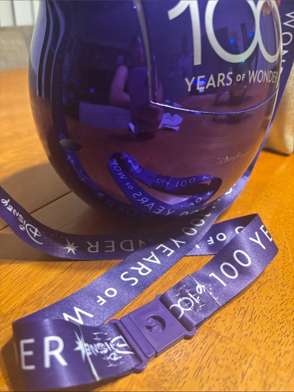 Disney 100Yrs Purple Mickey Head Snack Holder with Strap collectible